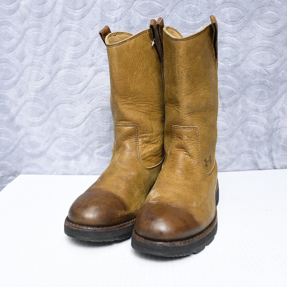 Under Armour Mens Coldgear Tradesman High Tundra Bootlegger Leather Boots Sz 9